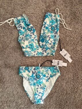 Robin Piccone Floral Blue Two-Piece Swim Set